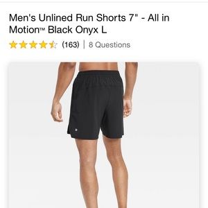 All in Motion Mens run shorts 7”, unlined, medium